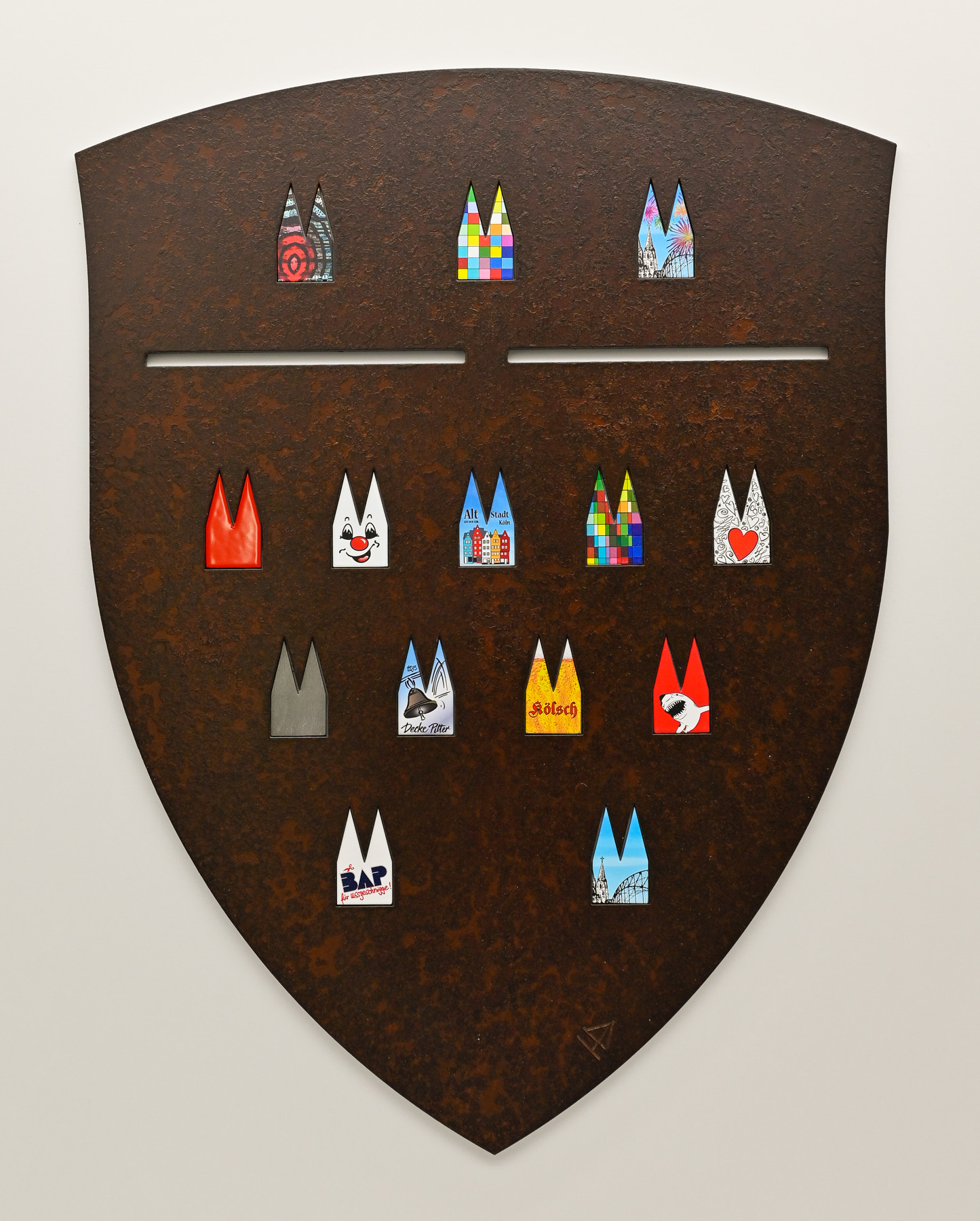 Kölner Wappen Stahlplatte - 14 Ausschnitte - Rostlook